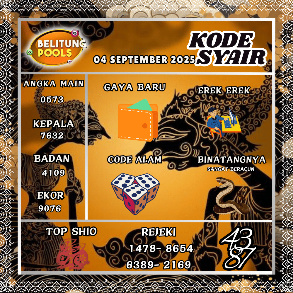 Kode Syair Belitung Pools - September  Pools 
